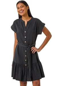 Roman Originals Denim Tiered Shirt Dress For Women UK - Ladies Spring Summer - Picture 1 of 28