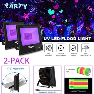 100W Led Black Light for Glow Party Dance Stage Halloween Wedding Disco 2-Pack - Picture 1 of 12