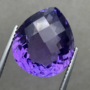 9.5 CT PURPLE AMETHYST QUARTZ PEAR CHECKERBOARD CUT LOOSE GEMSTONE - Picture 1 of 7