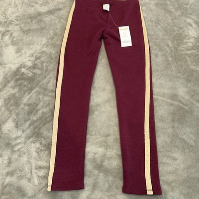 GYMBOREE GIRLS 7/8 BURGUNDY FLEECE LEGGINGS Warm Preppy Fuzzy - Image 1 of 4