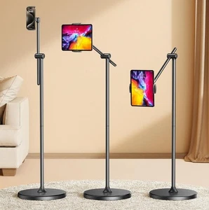 DIMONCOAT [Height-Adjustable & 360° Rotation Tablet Floor Stand Stable Base, Alu - Afbeelding 1 van 9