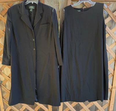 Vestido Lauren Ralph Lauren y Chaqueta Larga Traje Conjunto Talla 20W Negro 2 Piezas Separadas Foto 1 de 4
