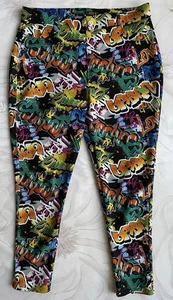 Kroix Pull On Pants sz 3X Black Multi Graffiti Elastic Waist Back Pockets - Picture 1 of 8