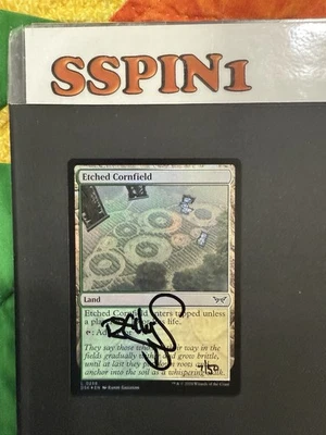 MTG Artist Proof Etched Cornfield FOIL Dual Land Duskmourn - Image 1 of 2