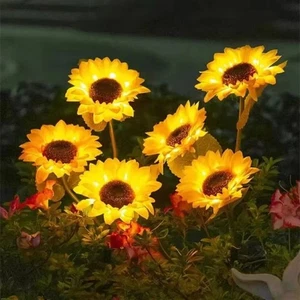 Simulation Design Sunflower Lawn Lamp Stake Light Lawn Decoration - Picture 1 of 12