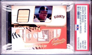 2002 Fleer Authentix MLB Bat Authentix Ripped BA-BB Barry Bonds PSA 8(MK) Giants - Picture 1 of 5