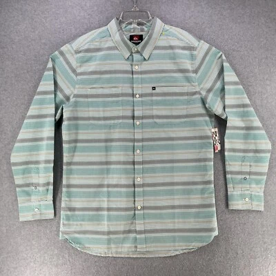 NWT Quiksilver Mens Button-Up XL X-Large Blue Striped Long Sleeve Camisa - Image 1 of 4