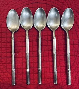 Stanley Roberts Tiburon CANE Bamboo Japan Dinner Spoons 7-7/8 In Lot Of 5 - Picture 1 of 3