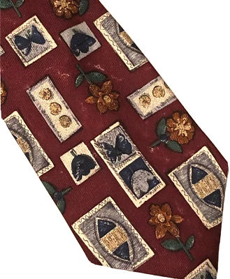 Studio 320 Seda CORBATA Y PAÑUELO DE BOLSILLO Set Floral Borgoña Corbata 56"x4" Foto 1 de 4