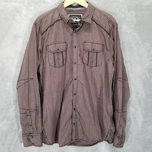 Camisa negra con hebilla para hombre XL marrón broches manga larga calce estándar informal - Imagen 1 de 11