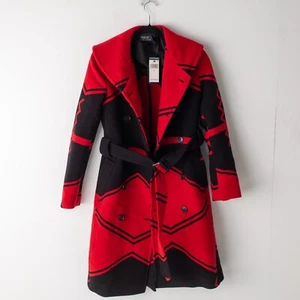 Polo Ralph Lauren Red Black Carlyn Double Breasted Belted Wool Coat SZ. 0 NWT - Picture 1 of 12