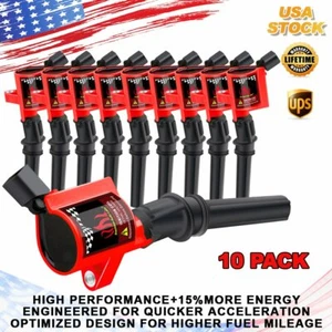 PACK DE 10 BOBINAS DE ENCENDIDO ALTO RENDIMIENTO PARA FORD F150 DG508 4.6L 5.4L 6.8L V8 V10 - Imagen 1 de 12
