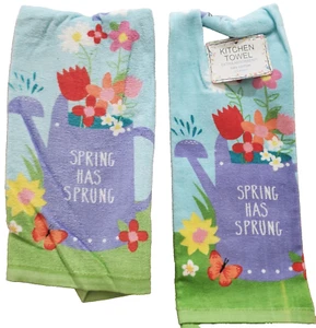 Juego de 2 mismas toallas de cocina (15"x25") MARIPOSAS Y FLORES, LA PRIMAVERA HA SURGIDO, AM - Imagen 1 de 10