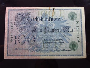 Germany 100 Mark 1908 P34 h7119 Green Seal Reichsbanknote Deutschland Money - Picture 1 of 2