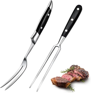 Kitchen Carving Meat Forks 2 Pieces 12 Inch Stainless Steel Serving Cooking with - Picture 1 of 7