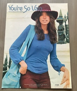 Partituras vintage 1972 Carly Simon You’re So Vain Warner Bros Pop Hit History - Imagen 1 de 9