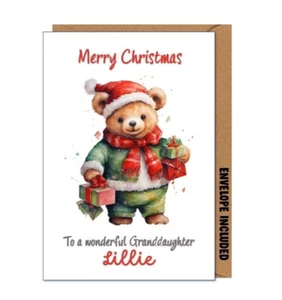 Personalised Granddaughter Christmas Card Tiger for Her Xmas Kids Girls Cute A6 - Picture 1 of 1