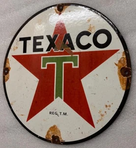 Rare Vintage Porcelain Texaco T Reg 12" single Side Enamel Sign - Picture 1 of 4