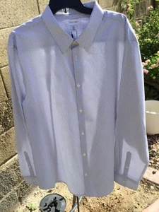 NEW MEN'S CALVIN KLEIN WEEKDAY GRAY STRIPE BUTTON UP DRESS SHIRT SZ XXL $79.5 - Picture 1 of 2