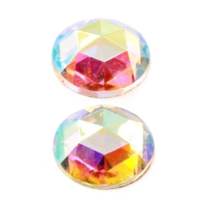 2 Czech vintage foiled AB crystal faceted flat back rhinestones 21mm - Picture 1 of 3