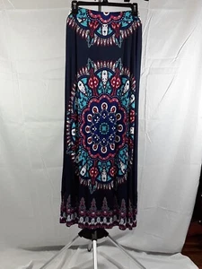INC long skirt bohemian type sequined in design pattern new 100 rayon - Picture 1 of 3