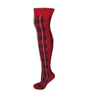 Sexy Socks Over The Knee  Long Red Check Tartan size 4-8 New With Tags