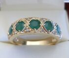 3Ct Round Cut Simulated Emerald Eternity Band Ring 14K Rose Gold Plated Silver