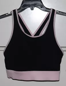 Sujetador deportivo Fabletics ""Ella"" negro con adorno rosa talla M - Imagen 1 de 8