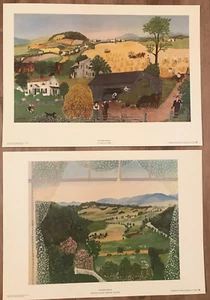Grandma Moses "Harvest Time" &" Hoosick Valley From My Window" Art Prints 20x14 - Picture 1 of 11