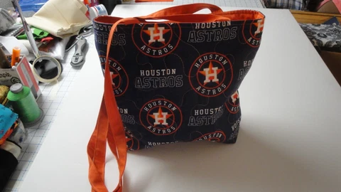 Houston Astros Baseball Team Logo Tote Bag-Machine Quilted-Hand Made Cover