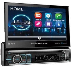 POWER ACOUSTIK PD-721B SINGLE DIN BLUETOOTH DVD RECEIVER 7" TOUCH SCREEN MONITOR - Picture 1 of 3