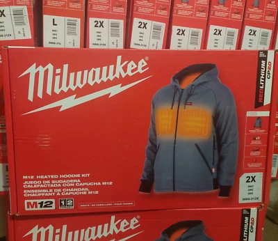 MILWAUKEE HEATED JACKET HOODIE W/ BATTERY & CHARGER 2XL 2-EXTRA LARGE GRAY MENS - Image 1 of 4