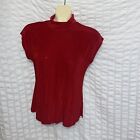 Chicos Blouse Shirt Top Travelers Size Medium 1 Women?s 8 Red Mock Neck Wrinkle