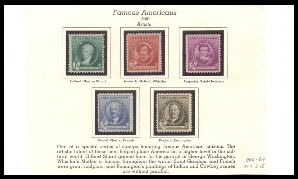 US #884-888 — Famous Americans, F-VF NH - Image 1 of 1