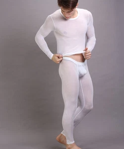 Collant caleçon long blanc plum Taille XL très doux transparent sexy Ref P43 - Imagen 1 de 10