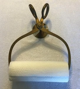 Vtg. Brass 14 Inch Metal Ice Block Tongs Country Paper Towel Holder, Farmhouse - Picture 1 of 10