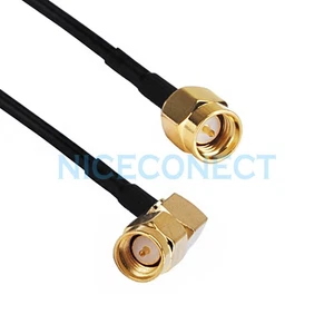 SMA Stecker auf SMA Stecker rechter Winkel 90° RF Zopf Baugruppe RG174 Koaxialkabel - Bild 1 von 3