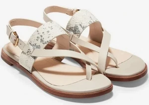 Cole Haan Grand 360 Damen-Ledersandalen elfenbeinfarben Anica Riemen/flach Größe 9B W14756 - Bild 1 von 18