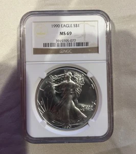 1990 American Silver Eagle $1 NGC MS69 - Picture 1 of 2