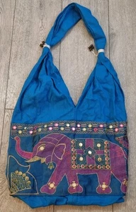 Hippie Boho Elephant Print Shoulder Bag Embroidered Festival - Picture 1 of 3