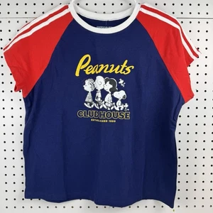 Peanuts Clubhouse Raglan Ringer Tee Snoopy Charlie Brown Red Blue XXL - Picture 1 of 8