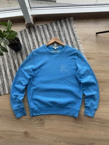 Sudadera clásica Burberry Brit vintage azul con logotipo grande talla M para hombre - Imagen 1 de 9