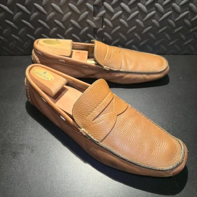 Vintage Prada 0164 Cognac Leather Slip-On Driving Shoe Moccasins Men's Size 9.5 - Image 1 of 4