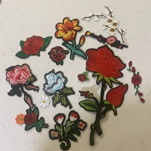 Blume, Rose, bestickt Bügelbild Patch Stoff Handwerk Transfer 14 Stück Set - Bild 1 von 8