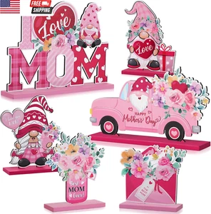 6 Pcs Mother'S Day Wooden Centerpieces Table Decorations Happy Mother'S Day Tabl - Picture 1 of 6