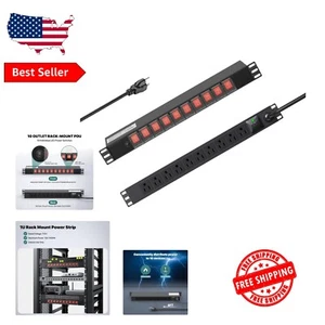 10 Outlet Rack Mount Power Strip with Surge Protection & Individual Switches - Picture 1 of 9