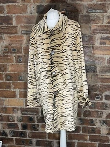 DENNIS BASSO ANIMAL FAUX FUR/BROWN REVERSIBLE LONG JACKET LARGE (20 APPROX) VGC - Picture 1 of 11