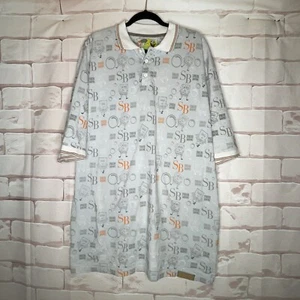 Spongebob Squarepants Size 3XL Mens Polo Shirt Nickelodeon All Over Print Gray - Picture 1 of 11