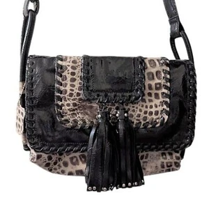 Bolso Madi Claire grisáceo/marrón con ribete negro cuero en relieve imitación piel de serpiente - Imagen 1 de 7