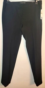 Women's Amanda & Chelsea Pants Black Size 12 Pinstripe Low Rise Narrow Leg Work - Picture 1 of 12